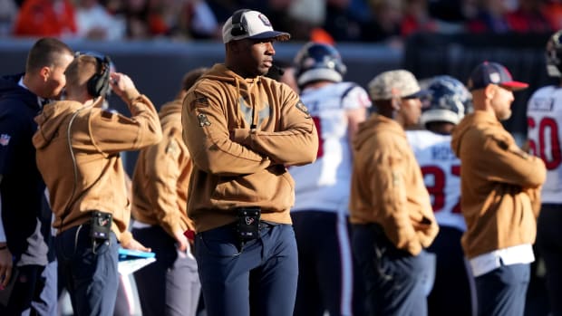Ryan observes play in the third quarter of a Week 10 NFL football game between the Houston Texans and the Cincinnati Bengals, Sunday, Nov. 12, 2023, at Paycor Stadium in Cincinnati.